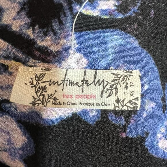 Free People Intimately Black Floral Forties Feels Bell Sleeve Bodysuit XS/TP - Picture 4 of 9